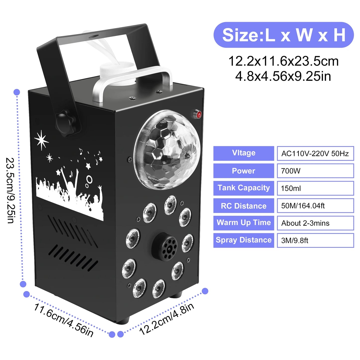 Smoke Machine 700W Wireless Remote Control