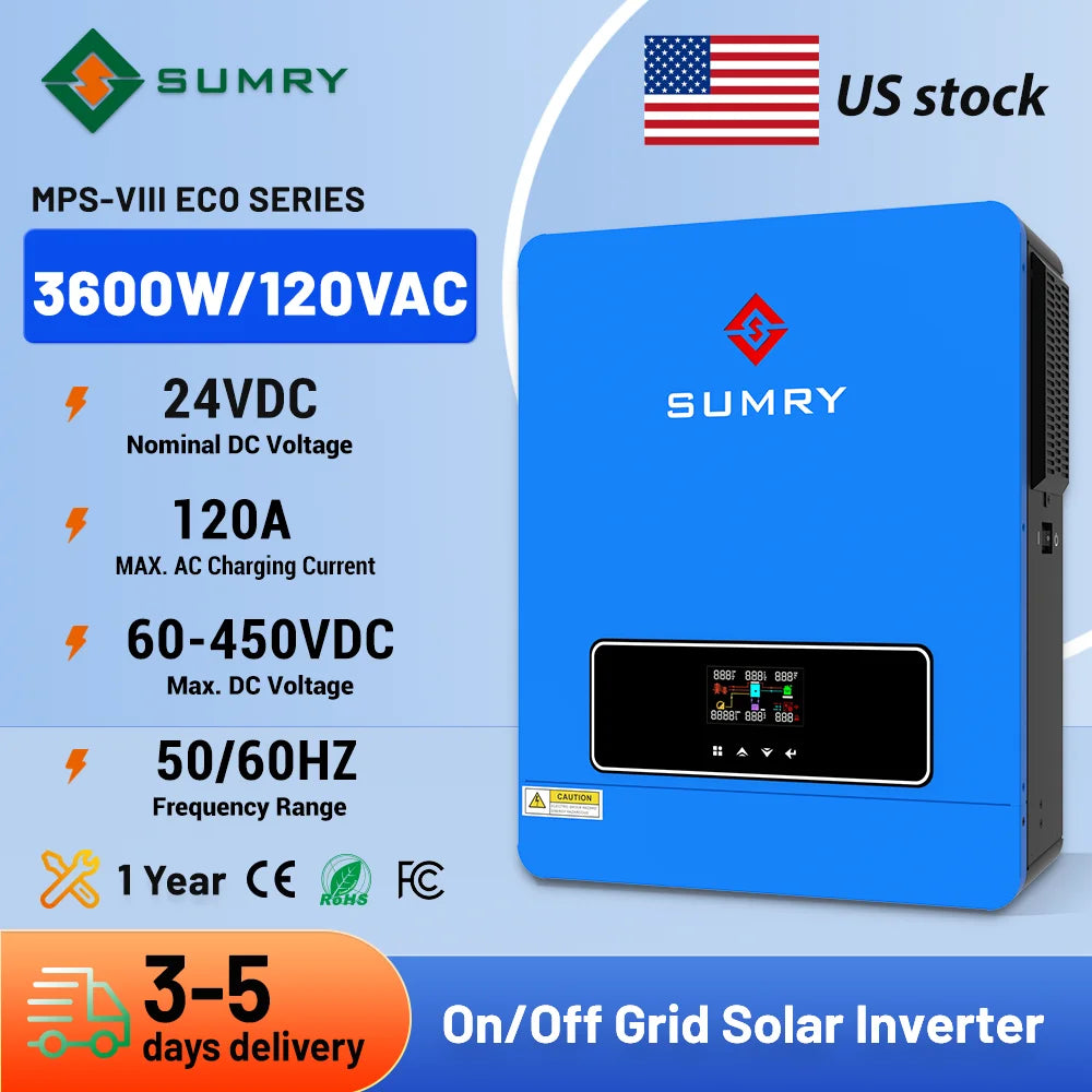 Hybrid Solar Inverter 110/120v 24v  3.6kw